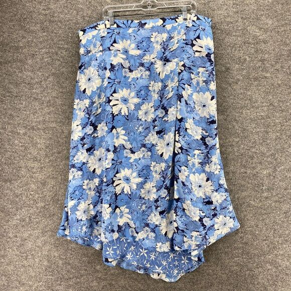 CJBanks Skirt Women 3X Plus Blue Floral Maxi Long Mid Rise Pull On Elastic Waist - Picture 1 of 9